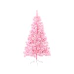 fizzytech Premium Artificial Christmas Pine Tree with 100 Hinged Branches, PVC Material Plastic Stand Xmas Miniature Tree for Christmas/New Year/Festival/Tabletop Décor (5 Feet Pink)