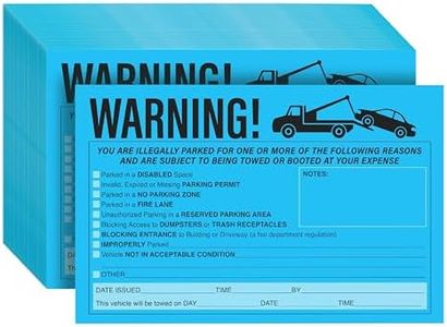 Juvale 50-Pack Parking Violation Stickers, You are Illegally Parked Adhesive Tow Sign Tickets, Bulk Set of 5x8 Blue No Parking Car Warning Towed Notice Labels, Tags for Vehicle Window