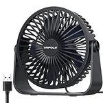 TriPole USB Desk Fan, 3 Speeds Adjustable Strong Wind Table Fan, 360° Rotation Mini Personal Fan, 5.5 Inches Portable Cooling Fan for Desktop Office Home Bedroom Car Outdoor Camping, Black