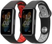 kwmobile Straps Compatible with Huawei Band 6 & 6 Pro/Honor Band 7 & 6 Straps - 2X Replacement Silicone Watch Bands - Black/Grey/Black/Red