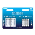 eneloop combo Ni-MH battery pack, 4x AA/Mignon batteries + 4x AAA/Micro batteries, rechargeable battery, NEW upgraded min. capacity 2000 mAh + 800 mAh