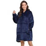 Sendowtek Women's Hoodie Blanket Onesized Wearable Standard oodie Blanket (Navy)