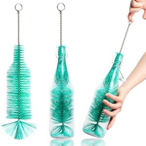 Bottle Brush Especially for Cleaning All Kinds of Narrow Neck Wine Bottles, Beer Bottles, Soda Bottles, Spray Bottles, Long Cups, Mugs, Large Volume Cylinders (Green+1PC)