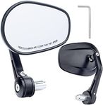 Motorcycle Bar End Rearview Mirrors - Aluminum Motorcycle Handlebar End Side Rear View Mirrors, Universal 7/8" Handle Round Anti Glare, Compatible with Motorcycle, E-bike, Scooters, ATV, Snowmobile