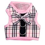 XXXS XXS XS Tiny Teacup Chihuahua Puppy Dog Harness for TINY Teacup Miniature Breeds Kitten Yorkie Maltese Terrior Puppy Dogs (Pink Tartan, Size 3: XS/Small)