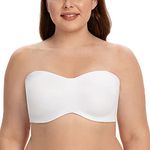 CASOLACE Women's Underwire Bandeau Minimizer Strapless Bras for Large Breasts White 32A