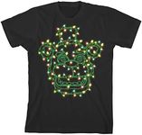 Five Nights at Freddy's Christmas Lights Freddy Face Boy's Black T-Shirt-L