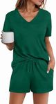 Avidlove Short Pajamas for Women Sleepwear Nightwear Loungewear Pj Shorts Set (Dark Green,XXL)