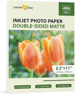 Transfer Master Double sided Matte Photo Paper 8.5X11 Inches 48LB for Inkjet Printer 30Sheets for Presentation Paper Greeting Cards Single-Sided 180GSM