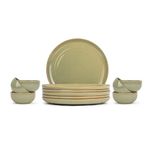 Shay Ceramic Dinner Set, 12 Pcs, Pista | Crockery Set for Dining Table | Dining Sets Crockery Items | Glossy Finish | Premium Stoneware (Pista Green, 12 Pieces)