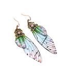 Faerie Butterfly Wing Foil Rhinestone Earrings Necklace Set Unique Fairy Simulation Big Monarch Butterflies Earring Classy Handmade Jewelry for Women, Metal Resin, resin