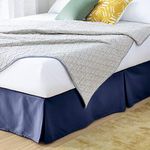 LINENSPA 14 Inch Microfiber Bed Skirt - Wrinkle and Fade Resistant - Box Spring Cover - Pleated - Queen - Navy