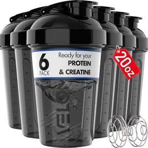 VELOMIX -6 PACK- 20 OZ Protein Shaker Bottles for Protein Mixes, Shaker Cups for Protein Shakes, Small Shaker Bottle Pack, Shaker Cup, Shakers for protein Shakes (20 OZ - 6 PACK BLACK)