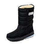 Men's Snow Boots Size 6 Anti-Slip Cold Weather Shoes Fur Lined Waterproof Winter Shoes Warm Slip On Mid Calf Zipper Booties Walking Rain Snow Winter Boots Lightweight Outdoor Hiking Boots Black