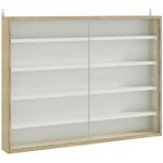 HOMCOM 5-Tier Wall Display Shelf Unit Cabinet w/ 4 Adjustable Shelves Glass Doors Home Office Ornaments 60x80cm Natural