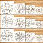 JSRQT 12 Pcs Mandala Painting Stencils Set,Reusable Bullseye Dot Stencil Template for Painting, 3.5/5/6/8 Inches DIY Painting Templates Arts Crafts for Rock Wood Canvas