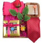 MANTOUSS Valentine Gift For Boyfriend/Valentines Day Gift For Boyfriend/Valentine Gift/Valentine Hamper-Chocolates In A Decorated Box+Handmade Soap+Hand Towel+Men's Neck Tie+ Key Chain