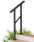 Hidalife Handrails for Outdoor Steps, 2 Step HandRail Fit 1 to 2 Steps Outdoor Stair Railing, Metal Porch Railing, Deck Handrail, Black Wrought Iron Railing with Installation Kit for Concrete Steps