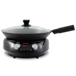 Nuwave Mosaic Induction Wok, Precise Temp Controls from 100°F to 575°F in 5°F, Wok Hei, Infuse Complex Charred Aroma & Flavor, 3 Watts 600, 900 & 1500, Authentic 14-inch Carbon Steel Wok Included