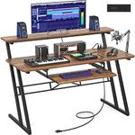 47'' Music Studio with Power Outlet, Rustic