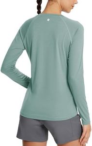 BALEAF Women's UPF 50+ Long Sleeve Shirts Sun UV Blocking Pullover Crew Neck Summer Sunscreen Clothing Fishing Beach Outdoor Active Heather Sublime Green 2XL