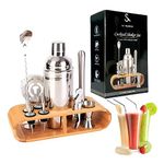 Cocktail Shaker Set - 750ml, Cocktail Making Kit, Professional Bartender Kit with Bamboo Stand, Stainless Steel Bartender Tool Accessories, Cocktail Gift Set (12 Pcs Set)