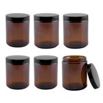 Cornucopia Brands 8oz / 9oz Amber Glass Jars (6-Pack); Straight Sided Cosmetic Jars, Great for Body Butter, Creams, Stash Jars, Etc.