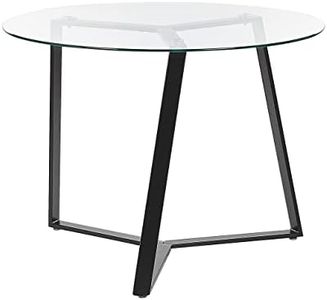 Beliani Tavolo da Pranzo Rotondo Moderno ⌀ 100 cm 4 Persone Piano in Vetro temperato Glam Nero