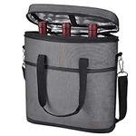 Kato Tirrinia Insulated Wine Carrier - 3 Bottle Picnic Cooler Tote Bag Padded Wine Bag with Adjustable Shoulder Strap Grey