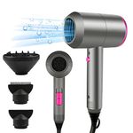 CASAMAA Professional Ionic Hair Dryer Hairdryer Powerful AC Motor Quick Drying with 2 Speed 3 Heat Setting, Cool Shot Button with 1 Diffuser & 2 Concentrator for Women Man (Gray)