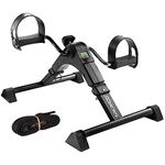 Sparnod Fitness SMB-Series Mini Cycle Pedal Exerciser with Fixing Strap, Adjustable Resistance, and Digital Display - Suitable for Light Exercise of Legs & Arms, and Physiotherapy at Home (SMB-100_B)