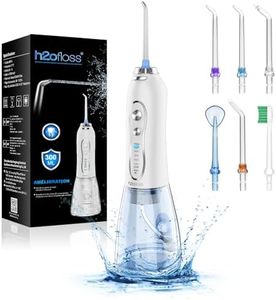 H2ofloss Jet Dentaire Hydropulseur et Irrigateur Oral, Irrigateur Dentaire 300ML IPX7 Étanche avec 8 Buses et 5 Modes, Rechargeable USB-C Hydropulseur Dentaire pour la Maison et les Voyages