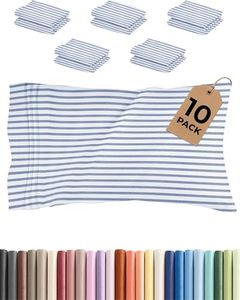 King Pillow Cases Set of 10 - Ultra Soft Hotel Quality Pillowcase Covers - Comfy & Wrinkle Free - Shrink & Fade Resistant - Easy-Care, Machine Washable Pillow Protectors - 10 Piece Set - Blue Stripes