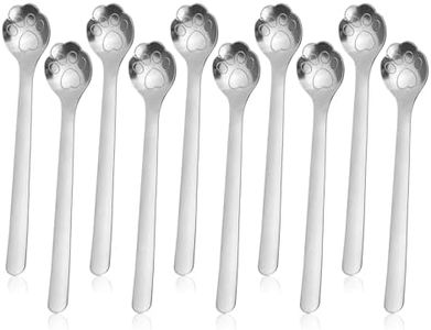 Ruksifg 20 Pieces Cute Cat Paw Spoon Stainless Steel Spoons 5.8 inches Small Dessert Spoon Stirring Spoon for Sugar, Coffee, Cake, Dessert(Silver)