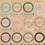 Svovin 12PCS Crystal Stone Bracelets for Women Men Semi-Precious Gemstone Bracelets 8mm Round Beads Stretch Beaded Bracelet Jewelry Gifts