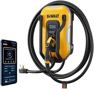 DEWALT Electric Vehicle Level 2 EV Charger up to 40 Amps 240V, App Control Bluetooth & Wi-Fi, CSA Certified Indoor/Outdoor NEMA 14-50 Plug Wall Mounted Charging Station with 25 ft. Cable