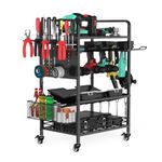 IMAYCC Power Tool Organizer Garage Storage 6 Drill Tool Holder Rack Rolling Tool Cart on Wheels 3 Tier Heavy Duty Metal Shelving for Drill Workshop Garage Organization Gift for Men Dad