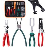 Swpeet 4Pcs Automobile Hose Remover Pliers Assortment Kit, Swivel Flat Band Fuel Hose Clamp Plier, Line Tube Hose Remover, 9 Inch Fuel Filter Caliper, Hose Pipe Clamp Clip Pliers for Hose Clamps