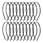 20 Pack Bulk 5 MM Thin Black Plain Blank Hard Wire Metal Headbands Base Hair Bands Clasps Tiara DIY Crafting Accessories for Women