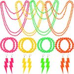 Kigeli Women's 80s Costume Accessories Set Fancy Dress Accessories Neon Necklace Bracelet Earrings for 80s Costume Cosplay Party, Multicolor