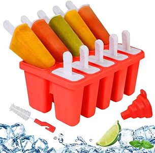 Silicone Popsicle Molds 10-cavity, DIY Ice Pop Mold for Kids Adult Teens, BPA Free Ice Cream Molds for Party Yogurt Juice Smoothies Sticks