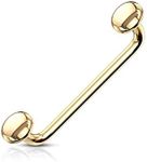 FIFTH CUE 16G Flat Disc Ends 90 Degree Bent Staple Barbells for Surface 316L Surgical Steel Surface & Snake Eye Tongue Piercings (Gold)