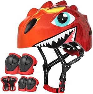 VICTGOAL Kids Bike Helmet for Boys Girls, Lightweight 3D Toddler Bike Helmet Age 3-8, Adjustable Infant Bicycle Helmet for Multi-Sport Scooter Cycling Skateboard (Red Set, S: 50-54cm)