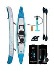 Beyond Marina Inflatable Kayak 2-Person - Drop Stitch Tandem Kayak for Adults | with Aluminum Paddles, Footrests, Seats, Fins, Pump, Explorer 13.77ft