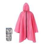 Nomadnia Plus Size Adult Rain Poncho with Hood and Zipper, Poncho Para Lluvia, Tactical Ponchos Adult For Camping, Hiking, Pink, X-Large-3X-Large