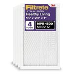 Filtrete Healthy Living Ultra Allergen Reduction AC Furnace Air Filter, Traps Unwanted Particles, Exclusive 3-in-1 Electrostatic 3M Technology, MPR 1500, 16 x 20 x 1-Inches, 4-Pack