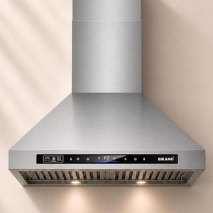 Wall Mount Range Hood 36 inch,Kitchen Hood in Stainless Steel With Ducted/Ductless Convertible,900 CFM Stove Hood with Voice/Gesture/Touch Control,4 Speed Exhaust Fan