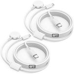 Cabepow 2-Pack for Apple Watch iPhone Charger,2-in-1 USB C Fast iPhone Watch Charger [MFi Certified] 6FT Magnetic Charging Cable for iWatch Series Ultra/9/8/7/6/SE/SE2/5/4/3,iPhone 14 13 12-White