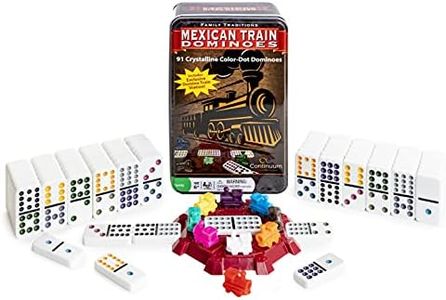 Family Traditions Mexican Train Dominoes Tin, Crystalline Dominoes