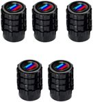 5 Pcs Car Wheel Tire Valve Stem Caps Carbon Fiber Valve Covers Compatible with BMW Tri-Color 1 2 3 4 5 6 7 Series X1 X2 X3 X4 X5 X6 X7 Accessories (Black-5-3)